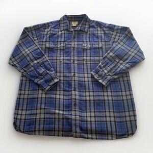 LL BEAN Classic Heritage Soft Chamois L/S Shirt Blue Grey Flannel Outdoor Men XL